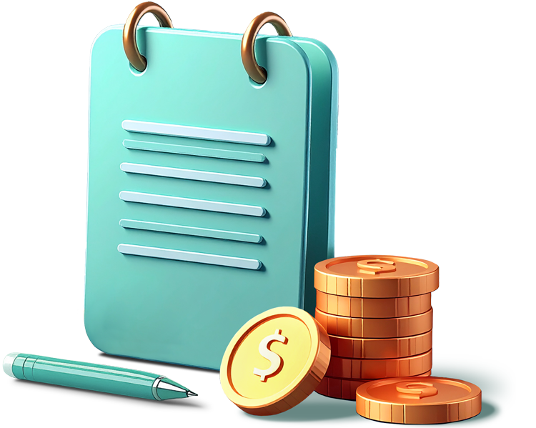 A contract and a pile of coins